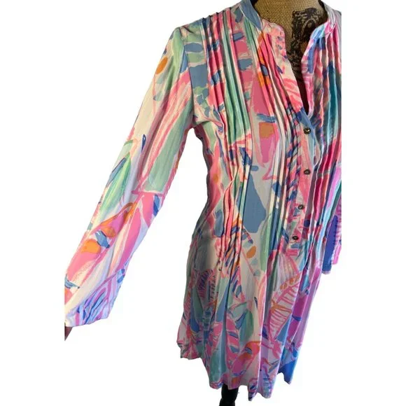 Lilly Pulitzer Dress Women's XS Colorful Abstract Print Tunic Beachy Classy - Picture 7 of 9